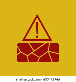 illustration in flat design of cracked earth exclamation sign