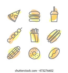 Illustration. flat design fast food in-line design