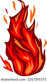 Illustration and flat design. Illustration of fire isolated on white