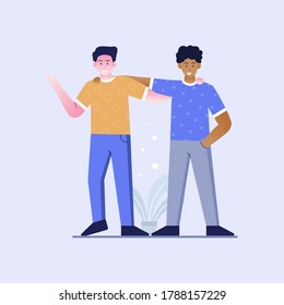 Illustration of flat design of friendship without racism