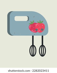 Illustration Flat Design Hand Mixer with Pattern Strawberry
