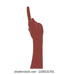 ilustración diseño plano mano apuntar con el dedo hacia arriba símbolo de idea, trabajo en equipo, confianza empresarial, autoeducación, lluvia de ideas, comunicación	