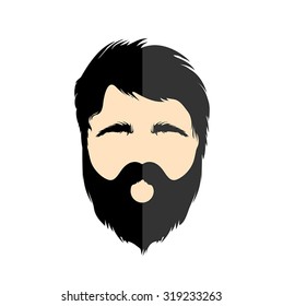 Illustration of flat design with hipster style man isolated on white background