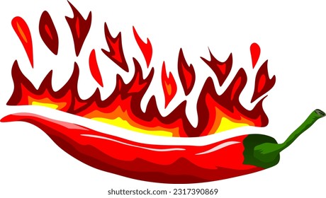 Illustration and flat design. Hot chili isolated on black. a simple icon.