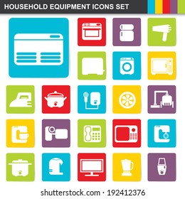 illustration of flat design household equipment icons set