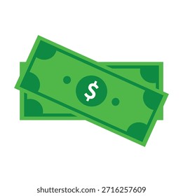 Ilustración de un icono de diseño plano de un billete de dólar americano verde.