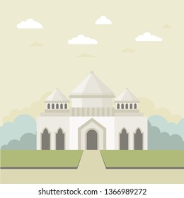 illustration of a flat design mosque, the concept of Ramadan celebrations