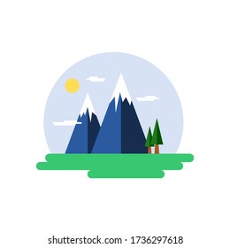 Illustration flat design of mountain landscape. Good for web design, page landing, etc.