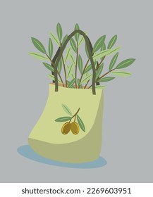 Illustration Flaches Design Olivenöl in einer Tasche