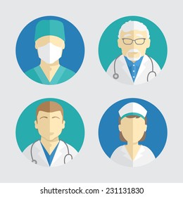 illustration of flat design. people icons collection: doctor and nurse
