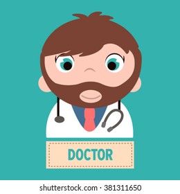 Illustration of flat design. People icons collection: doctor.