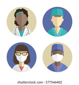 illustration of flat design. people icons collection. Female doctor