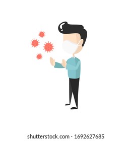 Illustration Flat Design People Protect His Body From Virus