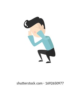 Illustration Flat Design People Still Sad and Depressed