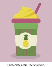  Illustration Flat Design with Pineapple Milkshake