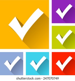 illustration of flat design set icons for checkmark