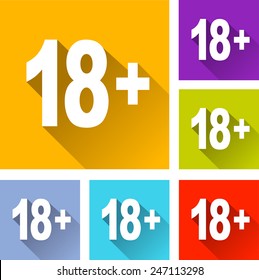 illustration of flat design set icons for more eighteen