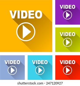 illustration of flat design set icons for video