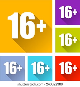 illustration of flat design set icons for sixteen