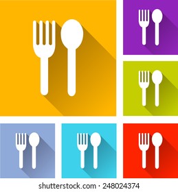 illustration of flat design set icons for restaurant