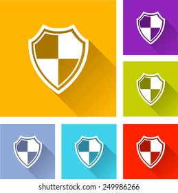 illustration of flat design set icons for shield