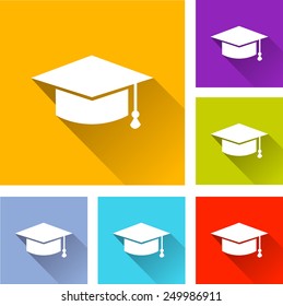 illustration of flat design set icons for education