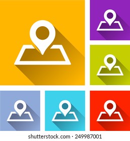 illustration of flat design set icons for map pin