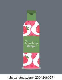 Illustration Flat Design Shampoo With Strawberry	