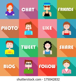 illustration of flat design for social networking concept