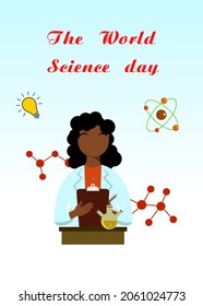 illustration in flat design style on the theme of science and feminism.