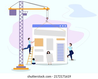 illustration in flat design style on the theme of web development.