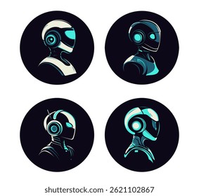 illustration in flat design style on the theme of technology and web with robot.