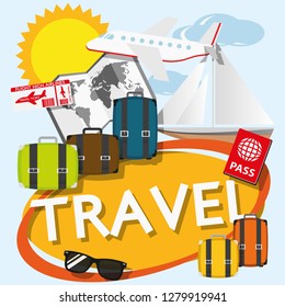 Illustration flat design Summer Holiday Travel for the creative use in graphic design