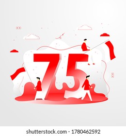 ilustración del diseño plano con el tema de la conmemoración del 75° día de la independencia de Indonesia