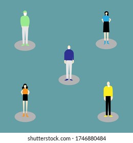 illustration flat design various social activities in accordance with the provisions of social distancing
