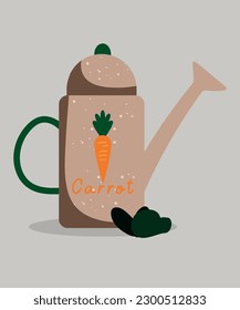 Illustration Flach Design Wasserbehälter mit Karotten