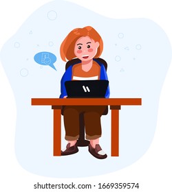 ilustración de una mujer de diseño plano mientras se juega el ordenador
