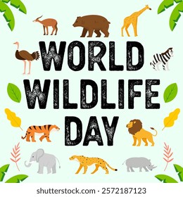 illustration of flat design for world wildlife day