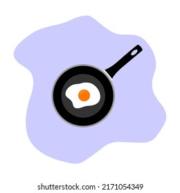 Illustration of a flat egg in a frying pan on a white background