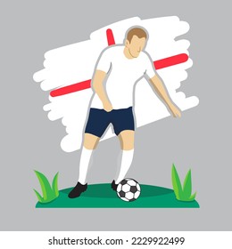 illustration of flat football player with national flag background vector