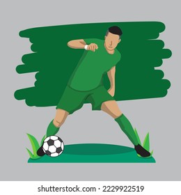 illustration of flat football player with national flag background vector