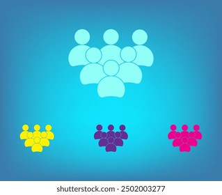 Illustration of Flat Group of People Icon Vector Symbol Background