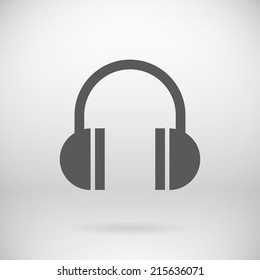 Illustration of Flat Headphones Sign Vector Music Earphone Symbol Background