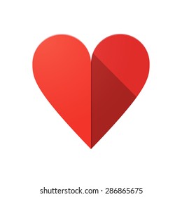 Illustration of flat heart icon with long shadow