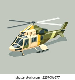  illustration of flat helicopter in simple colored vector drawing isolated background