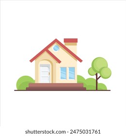 illustration of flat house property isolated on white background