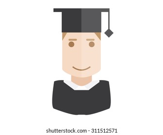 Illustration flat icon avatar in graduation hat vector