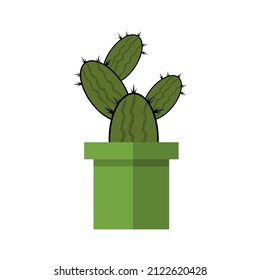 illustration of flat icon cactus in potted 