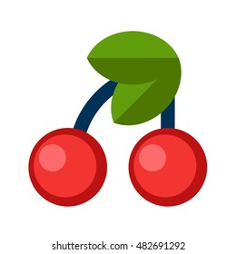 Illustration of Flat icon. Icon of cherry. A graphic element on the subject casino. Icon or sign isolated on white background. Illustration of cherry flat style.