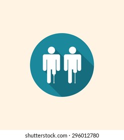 Illustration Flat Icon of Disabled People with Prosthetics of Legs, Modern Design with Long Shadows - Vector